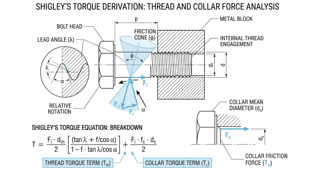 Shigley torque derivation diagram